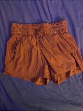 Lightweight Rust-Orange Women’s Drawstring Athletic Shorts